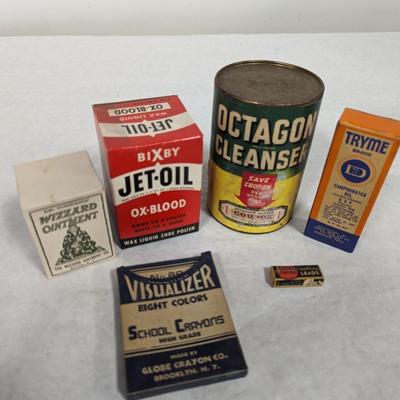 Vintage Advertising Collection Wizard Ointment Bixby Jet-Oil Octagon Cleanser Visualizer Choice B