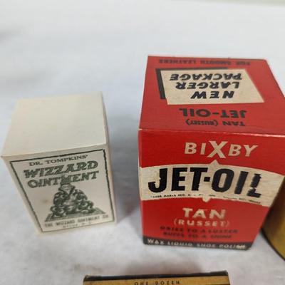 Vintage Advertising Collection Wizard Ointment Bixby Jet-Oil Octagon Cleanser Kerr Mason Lids Choice C
