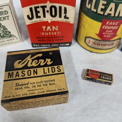Vintage Advertising Collection Wizard Ointment Bixby Jet-Oil Octagon Cleanser Kerr Mason Lids Choice C