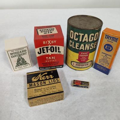 Vintage Advertising Collection Wizard Ointment Bixby Jet-Oil Octagon Cleanser Kerr Mason Lids Choice C