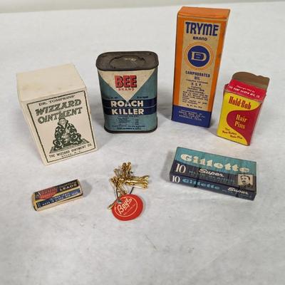 Vintage Advertising Collection Wizard Bee Roach Killer Tryme Oil Gillette Hold Bob Hair Pins Choice D