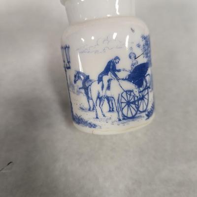 Miniature Blue & White Vase Candle Holder & Bottle
