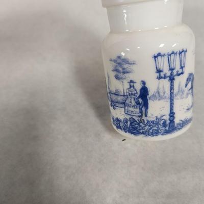 Miniature Blue & White Vase Candle Holder & Bottle