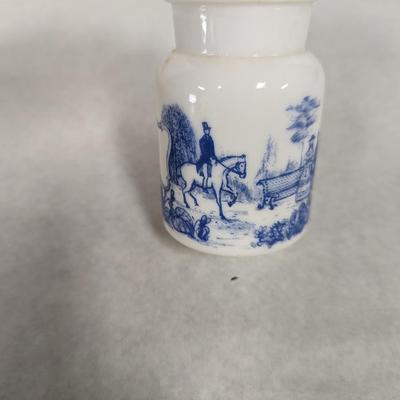 Miniature Blue & White Vase Candle Holder & Bottle