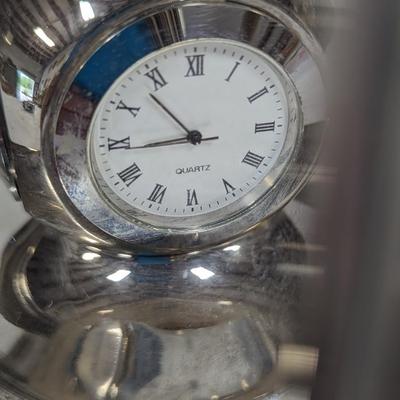 Vintage World Globe on Metal Base with Quartz Clock