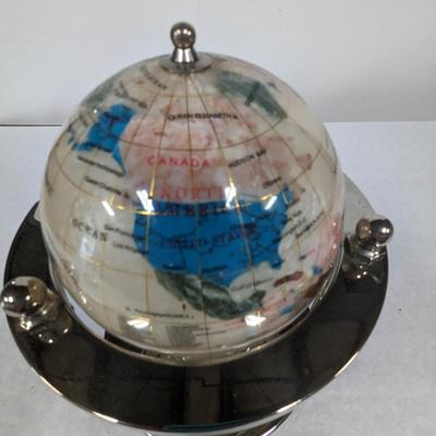 Vintage World Globe on Metal Base with Quartz Clock