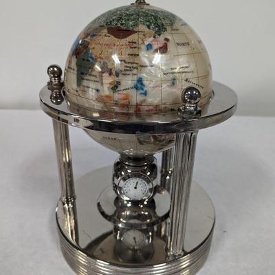Vintage World Globe on Metal Base with Quartz Clock