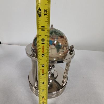 Vintage World Globe on Metal Base with Quartz Clock