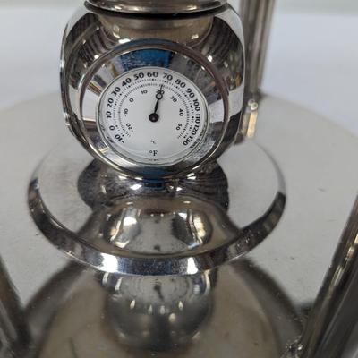Vintage World Globe on Metal Base with Quartz Clock
