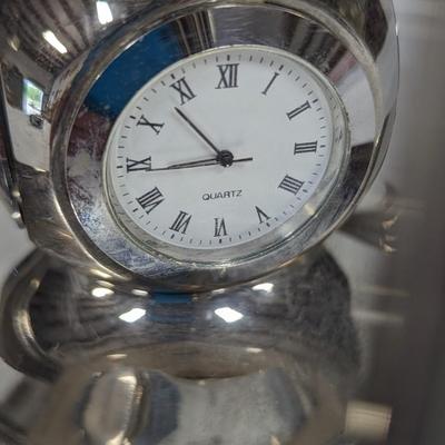 Vintage World Globe on Metal Base with Quartz Clock