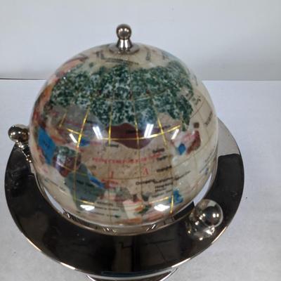 Vintage World Globe on Metal Base with Quartz Clock