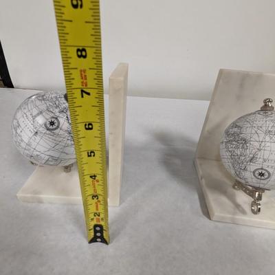 Art Deco Globe Bookends With Marble Bases