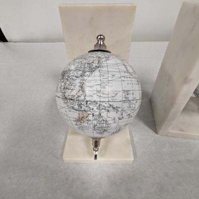Art Deco Globe Bookends With Marble Bases