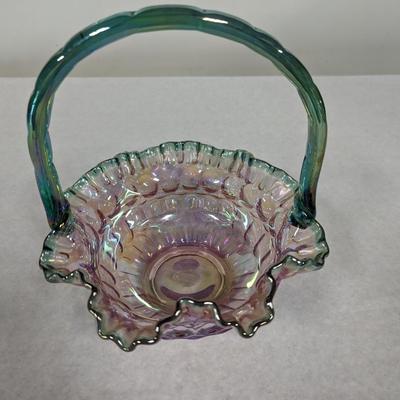 Vintage Fenton Iridescent Glass Basket