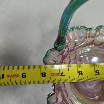 Vintage Fenton Iridescent Glass Basket