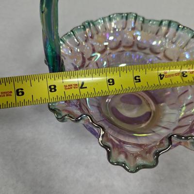 Vintage Fenton Iridescent Glass Basket