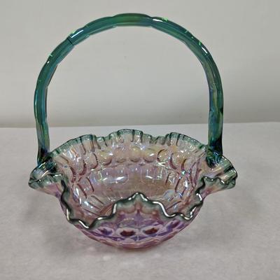 Vintage Fenton Iridescent Glass Basket