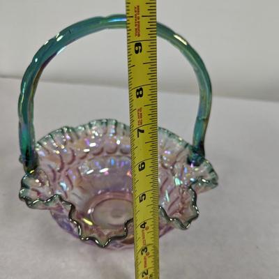 Vintage Fenton Iridescent Glass Basket