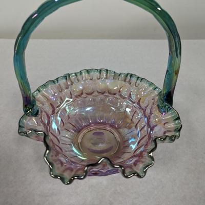 Vintage Fenton Iridescent Glass Basket