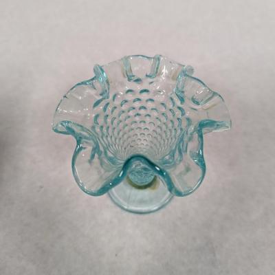 Blue Opalescent Hobnail Vase Choice B