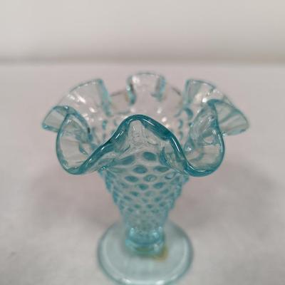 Blue Opalescent Hobnail Vase Choice B