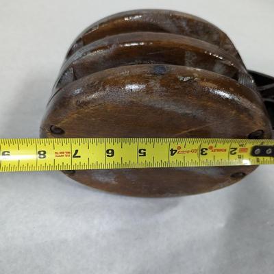 Vintage Primitive Wooden Double Pulley