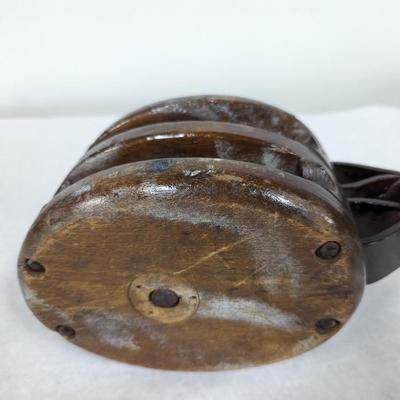 Vintage Primitive Wooden Double Pulley