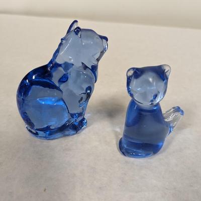 Blue Glass Cat Paperweights