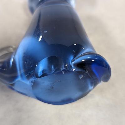 Blue Glass Cat Paperweights