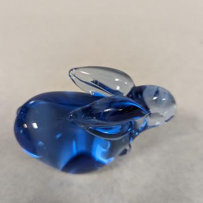 Blue Glass Rabbit Paperweight
