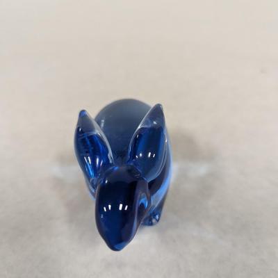 Blue Glass Rabbit Paperweight
