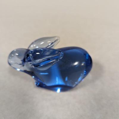 Blue Glass Rabbit Paperweight
