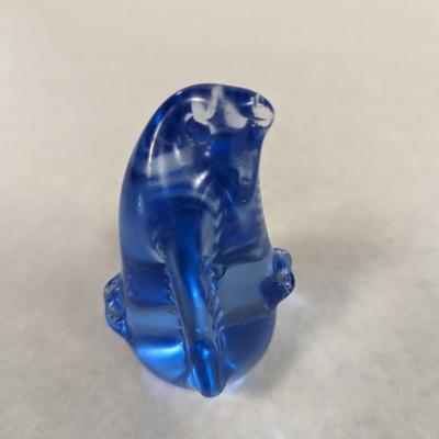Blue Glass Penguin Paperweight
