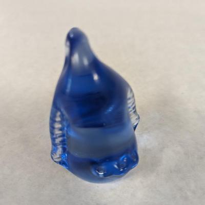 Blue Glass Penguin Paperweight