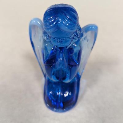 Blue Glass Girl Praying Paperweight