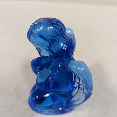 Blue Glass Girl Praying Paperweight