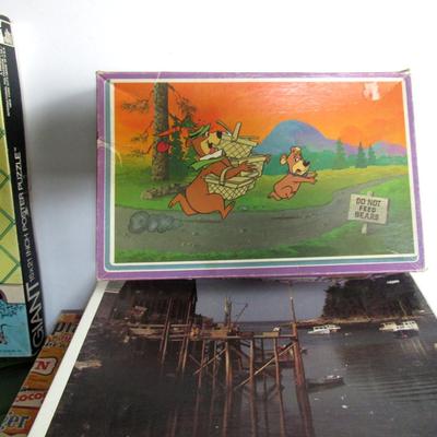 Lot of Older Puzzles and Rummy Set
