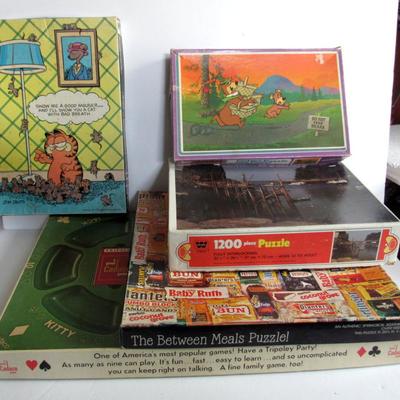 Lot of Older Puzzles and Rummy Set