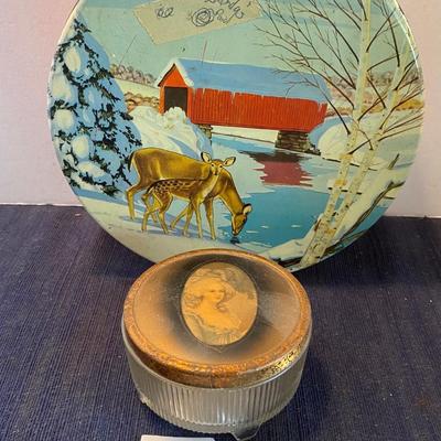 Vintage Vanity Jar and Tin
