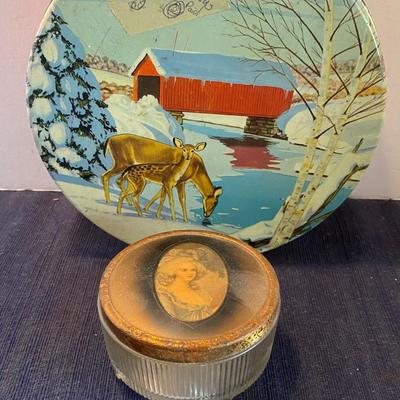 Vintage Vanity Jar and Tin