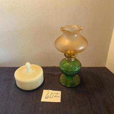 Vintage Milk Glass and Lamp