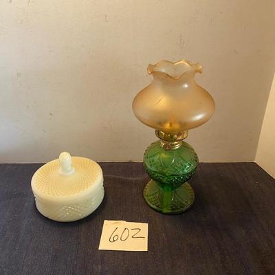 Vintage Milk Glass and Lamp