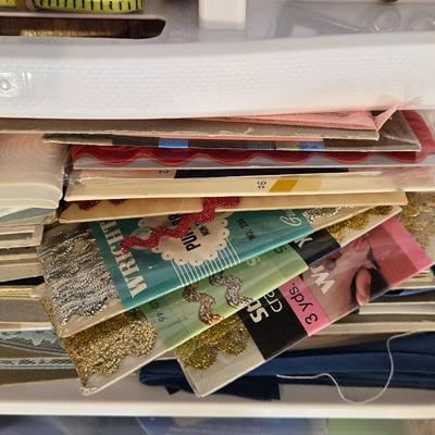 Portable Sewing Implements Case with Ribbon, Ric Rac, and so Much More