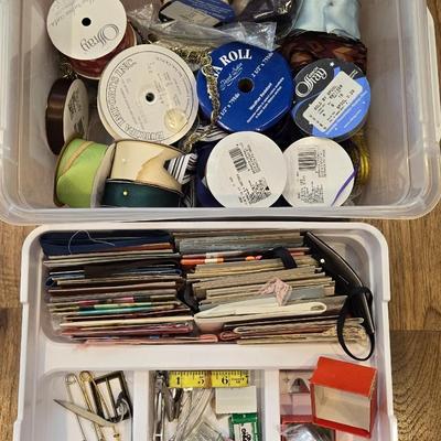 Portable Sewing Implements Case with Ribbon, Ric Rac, and so Much More