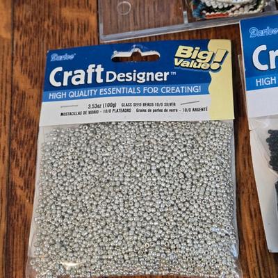 Mixed Container of New Beads, Needles, Thread and so Much More