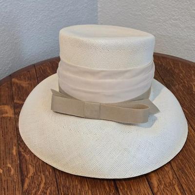 Vintage White Hat with Tan & White Hat Band
