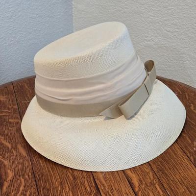 Vintage White Hat with Tan & White Hat Band
