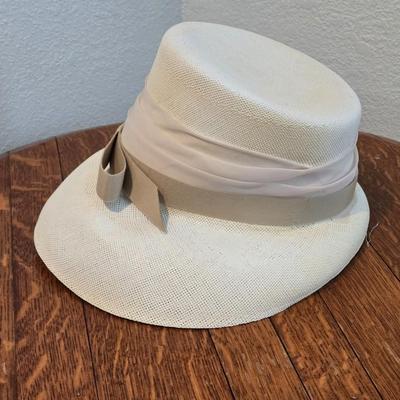 Vintage White Hat with Tan & White Hat Band