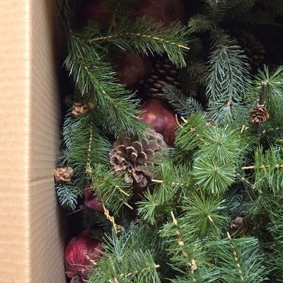 Decorative Evergreen Pieces and Dried Pomegranates