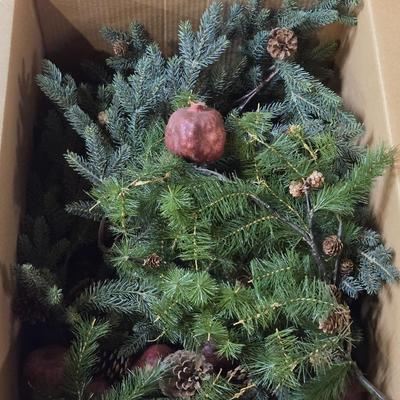 Decorative Evergreen Pieces and Dried Pomegranates